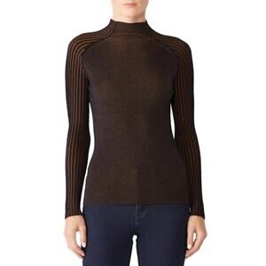 DREYDEN Romy Sweater Mock Neck Brown and Gold Size Large